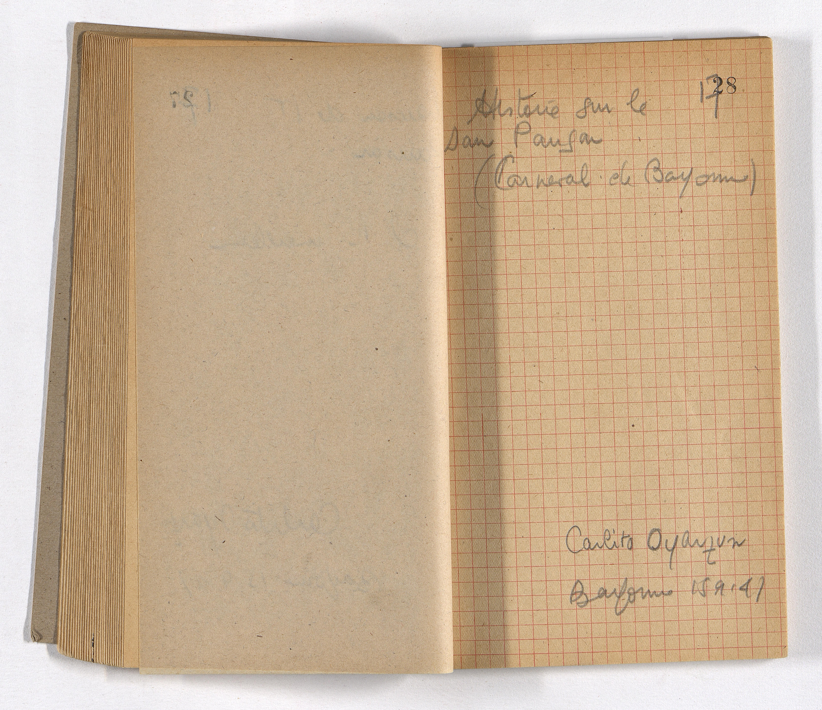 Page du carnet des enregistrements de 1947